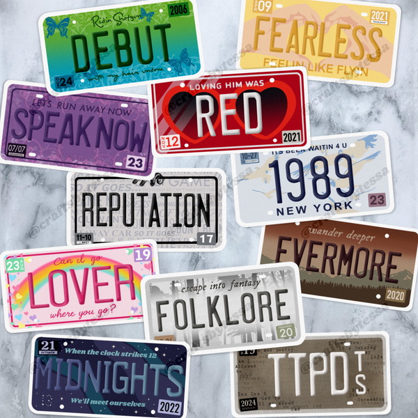 Eras License Plate Sticker Collection