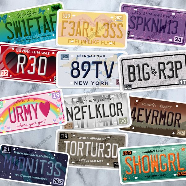 Eras License Plate Sticker Collection