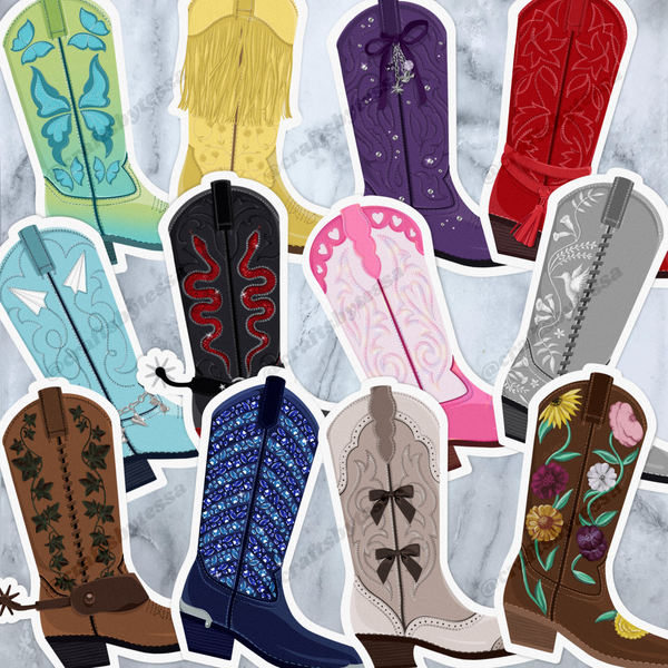 Eras Cowboy Boots Sticker Collection